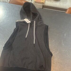 Adidas Charcoal Sleeveless Hoodie